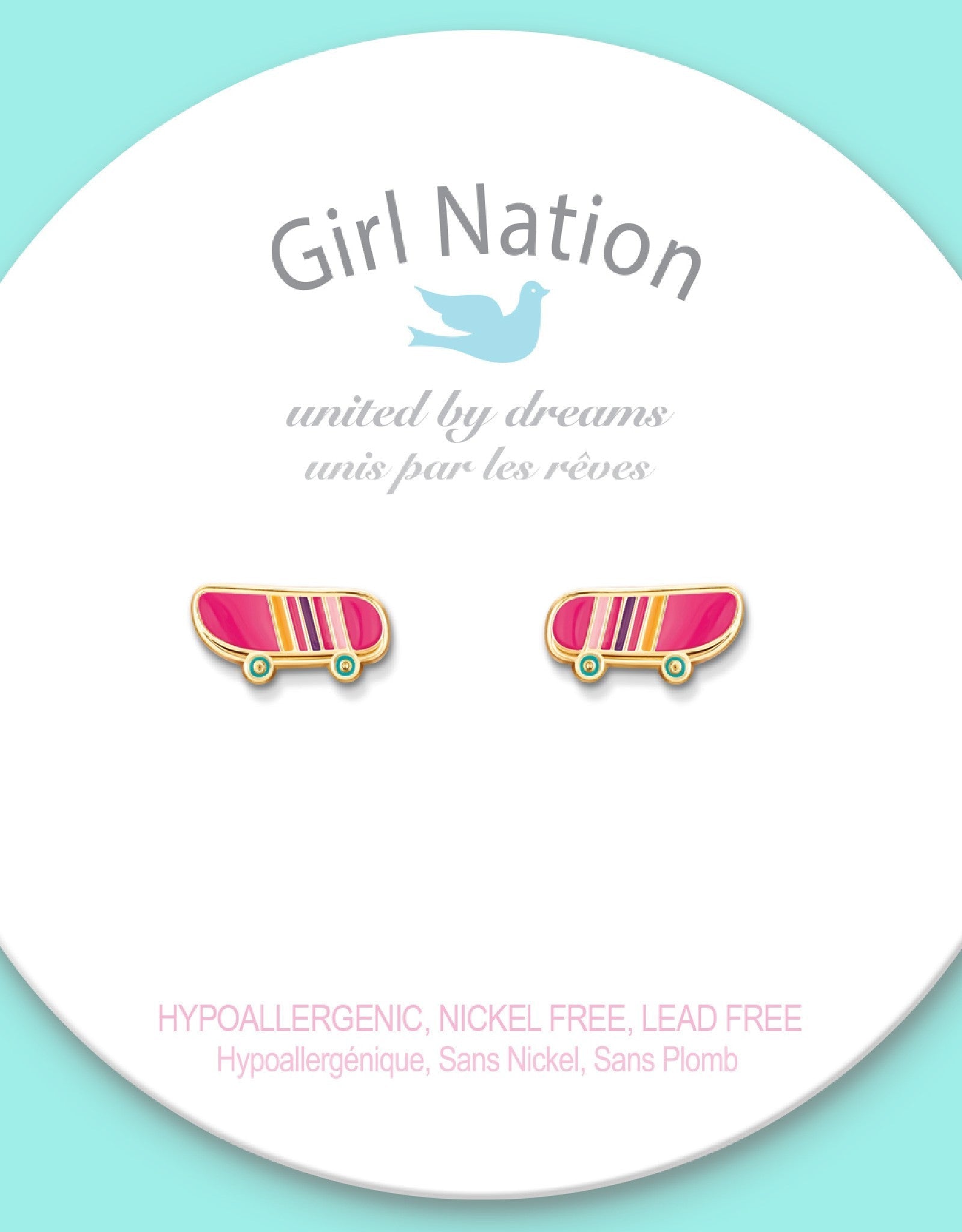 Enamel Stud Earrings - Skateboard - Girl Nation
