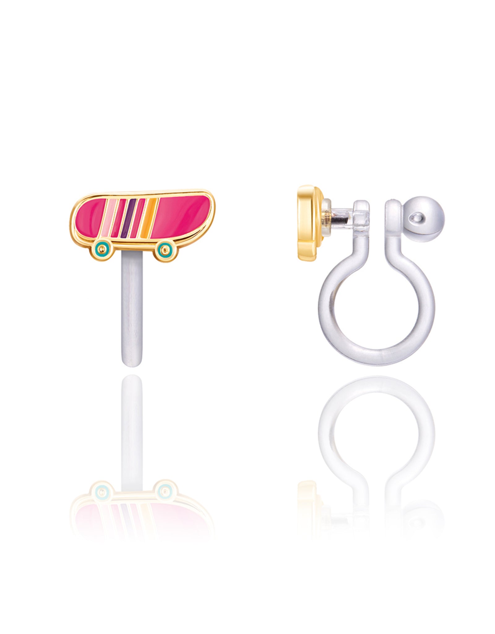 Enamel Clip-on Earrings - Sassy Skateboard - Girl Nation
