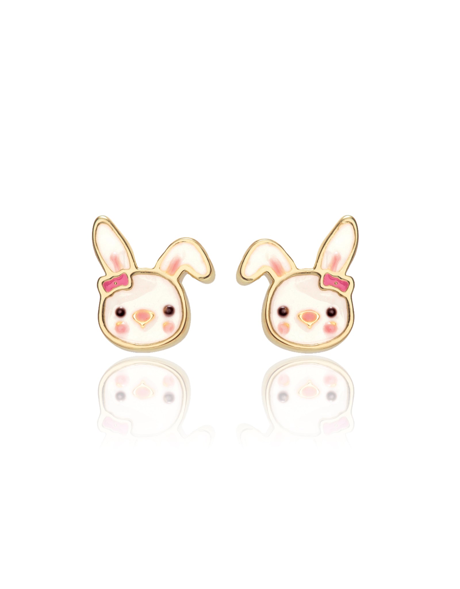 Enamel Stud Earrings - Bouncy Bunny - Girl Nation