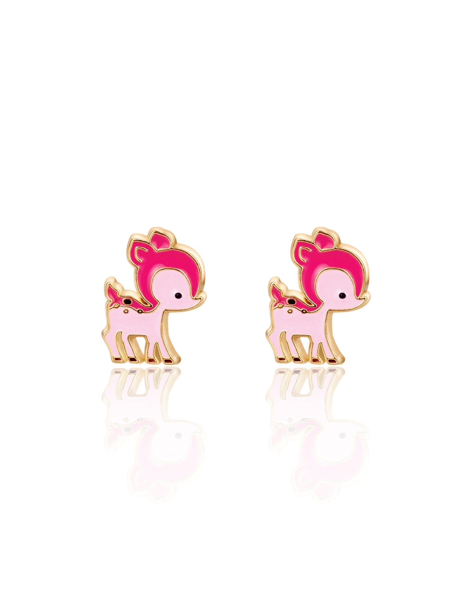 Enamel Stud Earrings - Pink Deer - Girl Nation