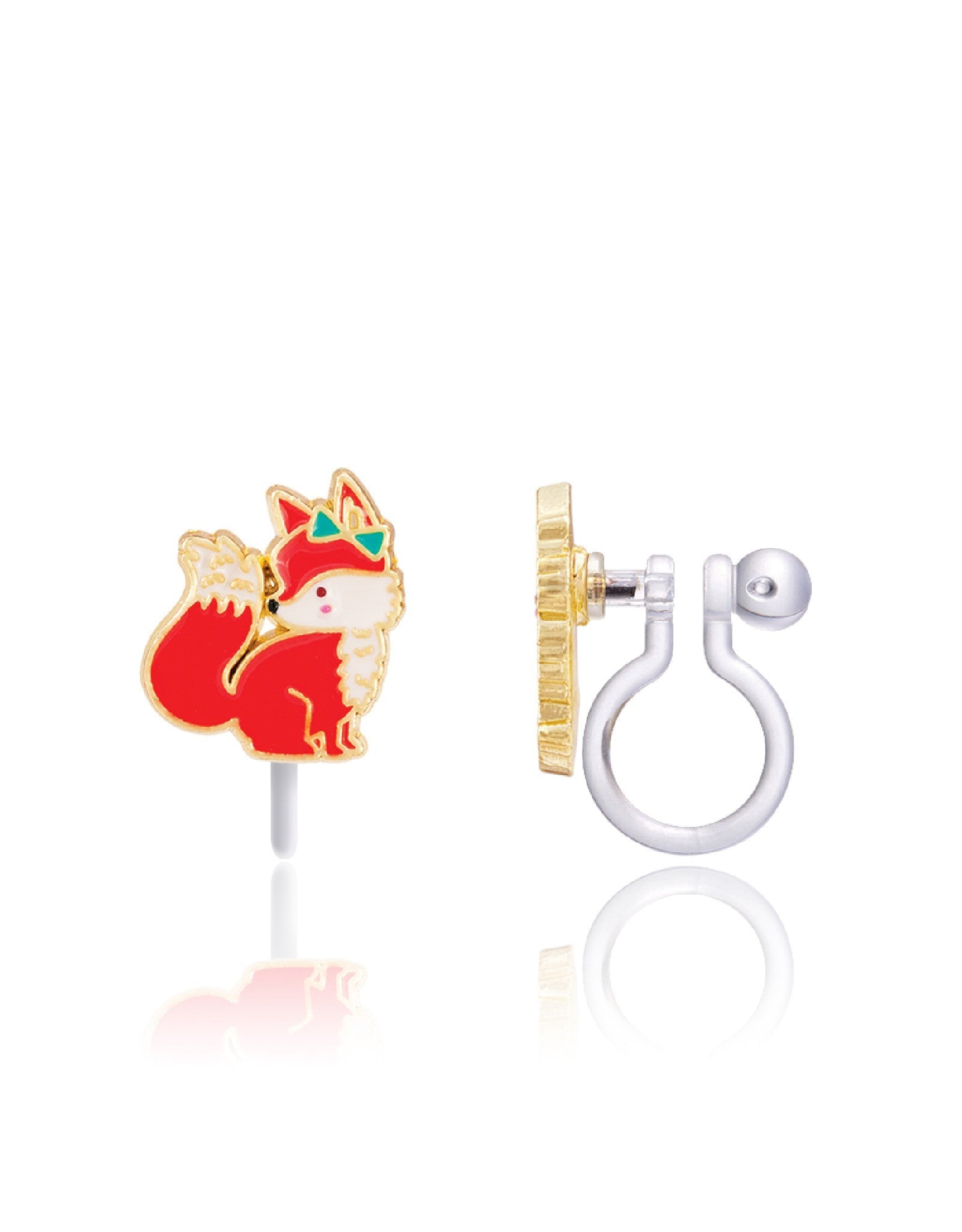 Enamel Clip-on Earrings - Fancy Fox - Girl Nation