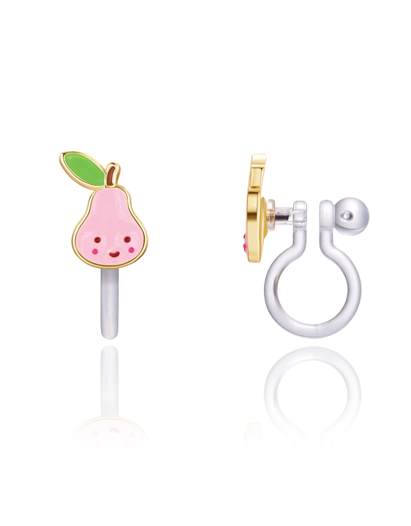 Enamel Clip-on Earrings - Pink Pear - Girl Nation