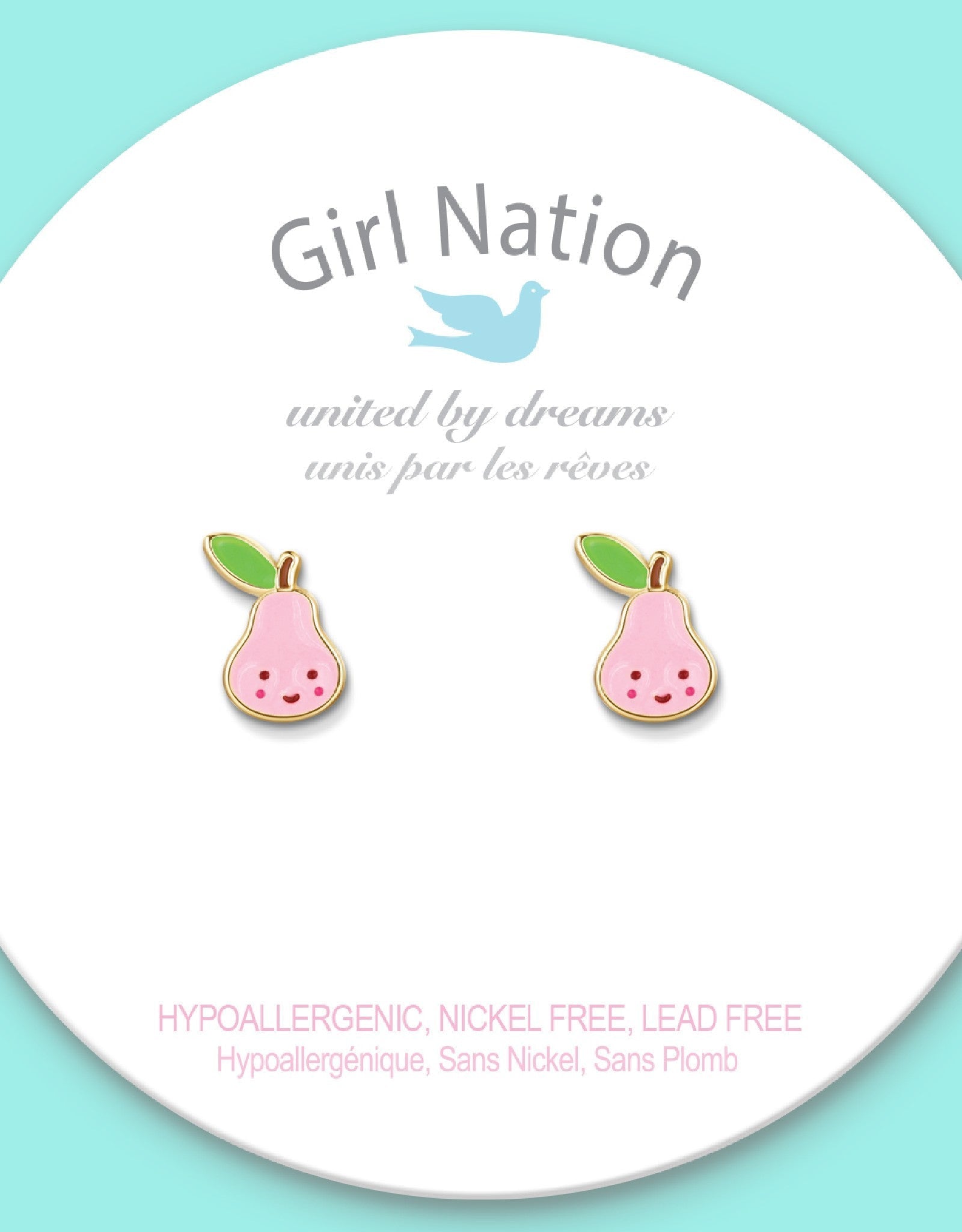 Enamel Stud Earrings - Pink Pear - Girl Nation