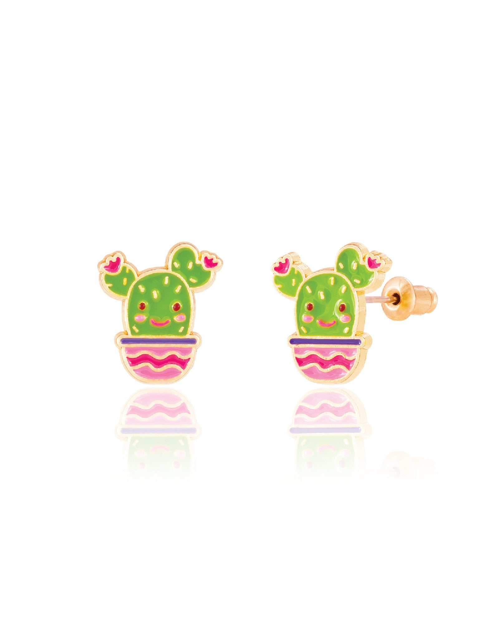 Enamel Stud Earrings - Cactus - Girl Nation
