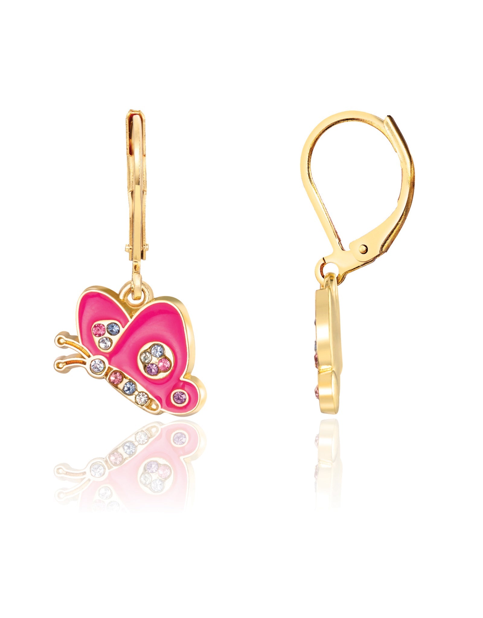 Lever Back Earrings - Crystal Butterfly - Girl Nation