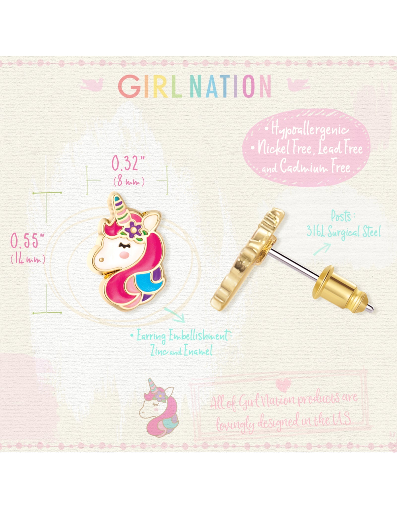 Necklace and Earring Gift Set - Unicorn Dreams - Girl Nation
