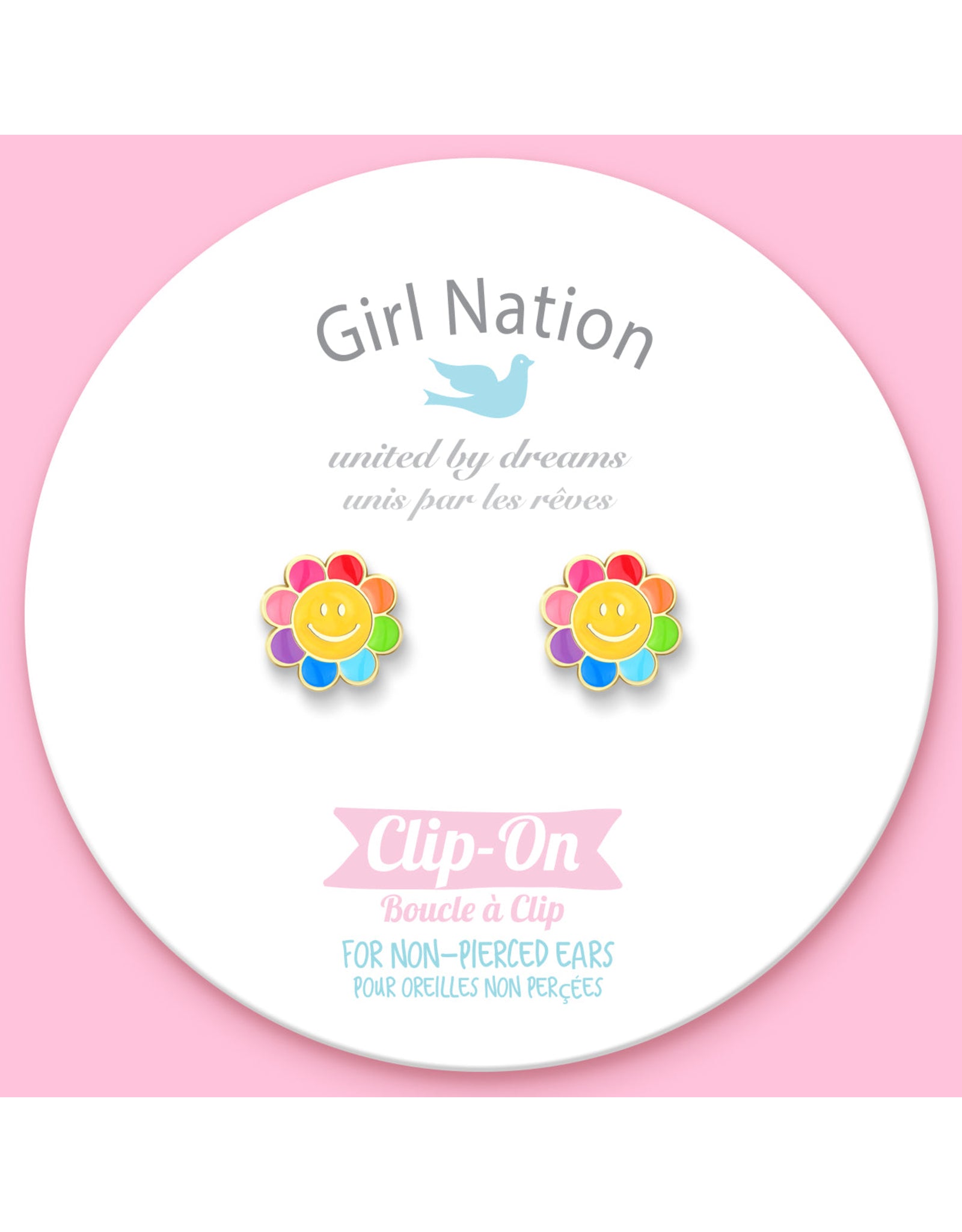 Enamel Clip-on Earrings - Rainbow Flower - Girl Nation