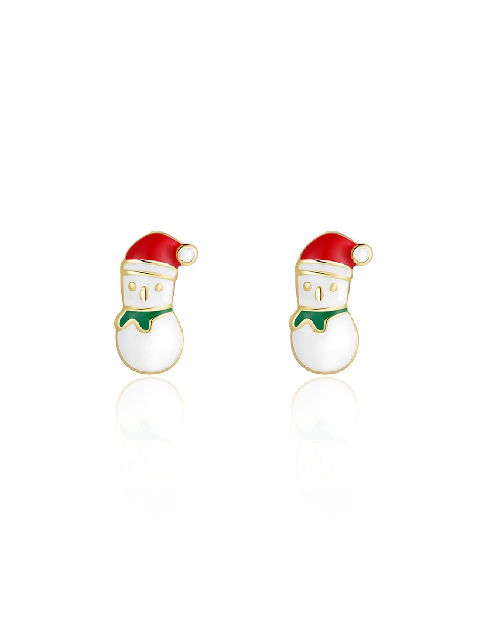 Enamel Stud Earrings - Snowman - Girl Nation