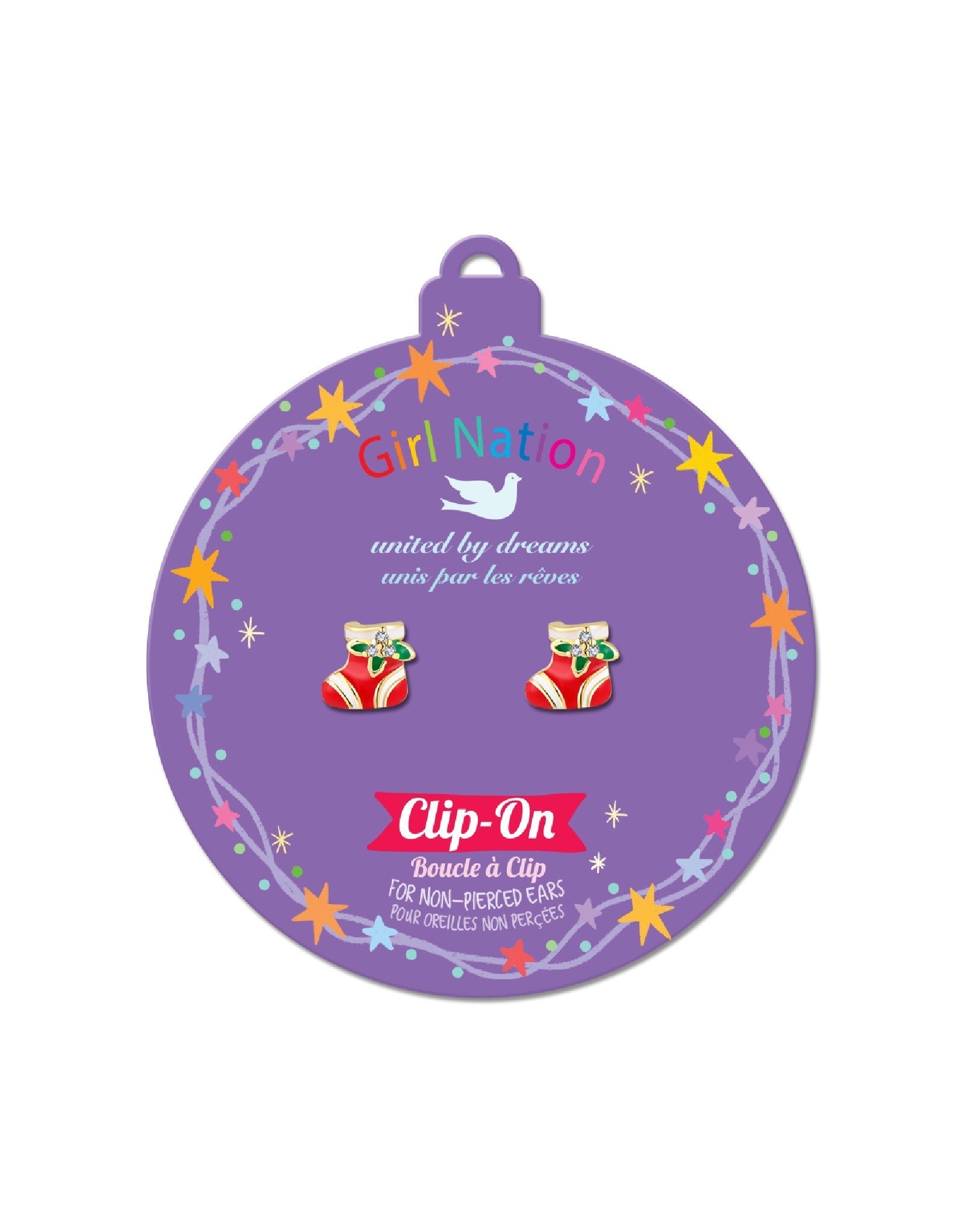 Boucles d'oreilles à clip en émail - Bas de Noël - Girl Nation