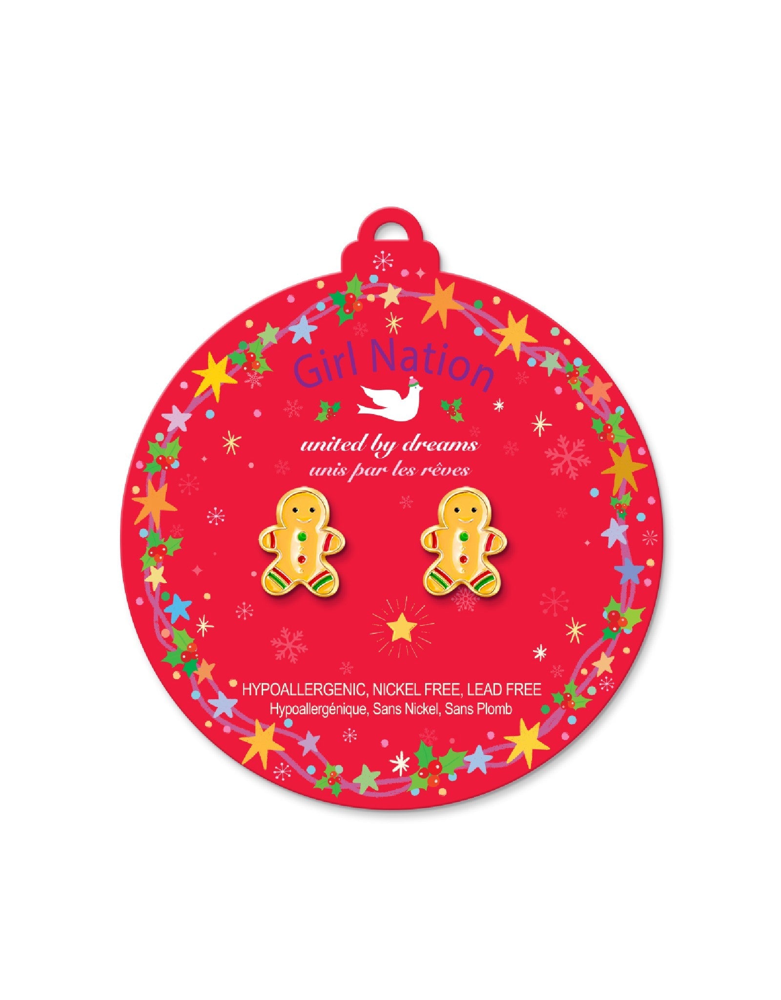 Enamel Stud Earrings - Gingerbread Man - Girl Nation