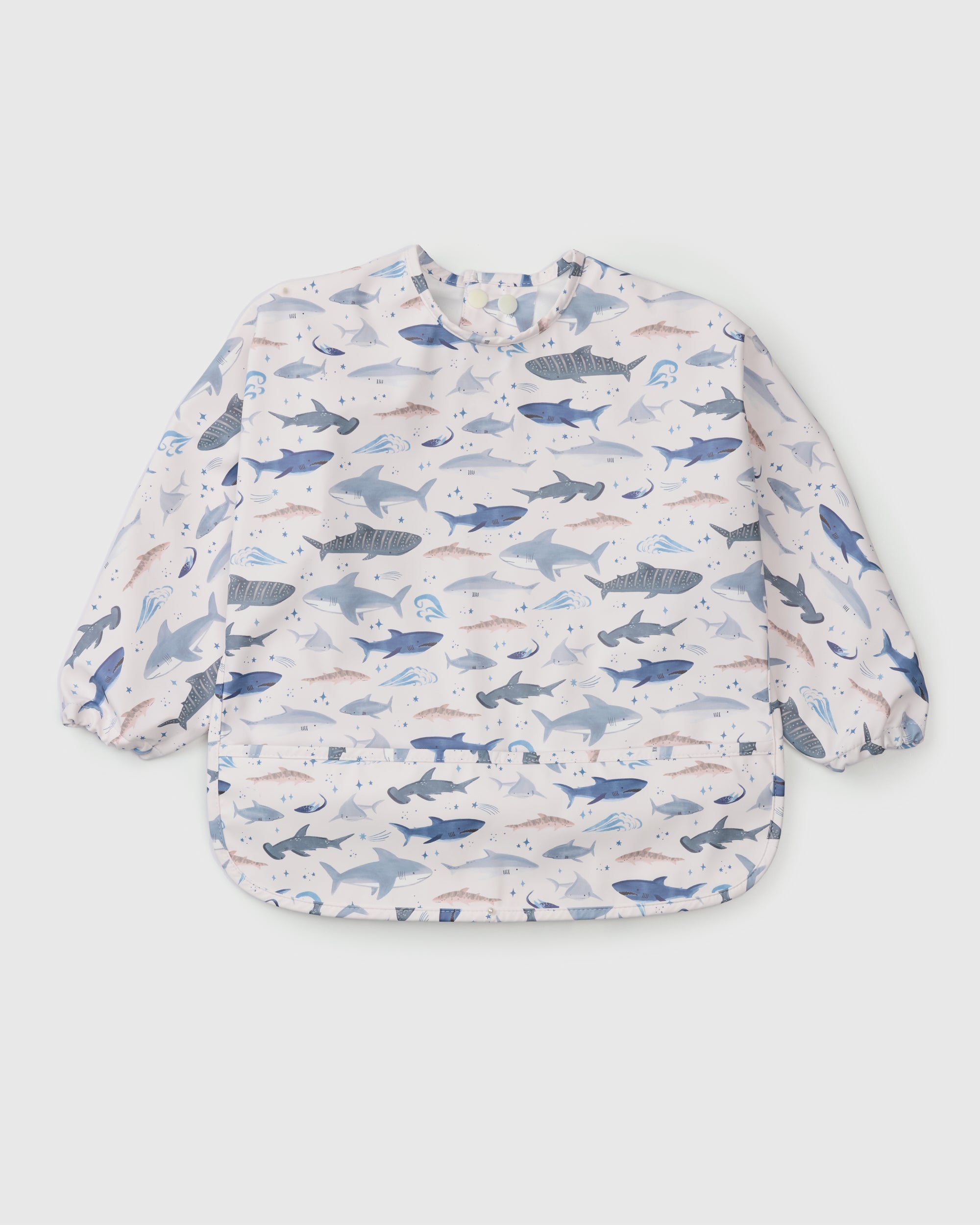 Long Sleeve Bib - Smiley Sharks