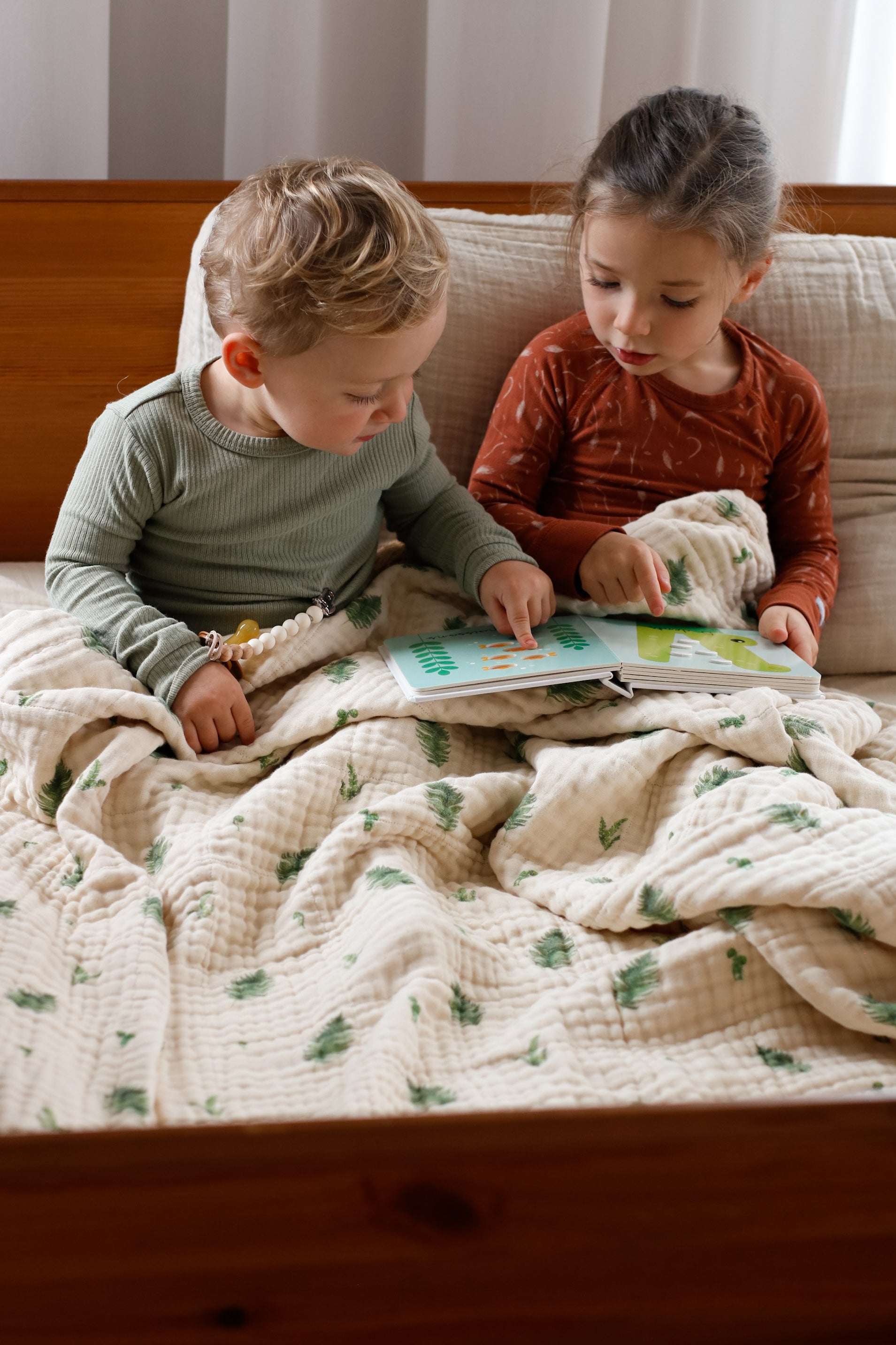 Organic Cotton Muslin Blanket, 4 Layers, Twin Size (60 X 72) - Fern - PRE-ORDER