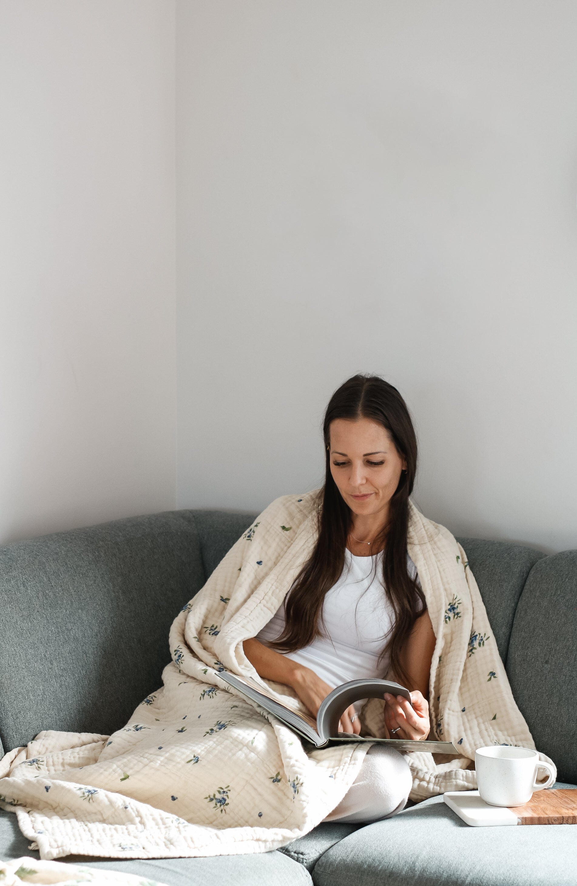 Organic Cotton Muslin Blanket, 4 Layers, Twin Size (60 X 72) - Blueberry - PRE-ORDER