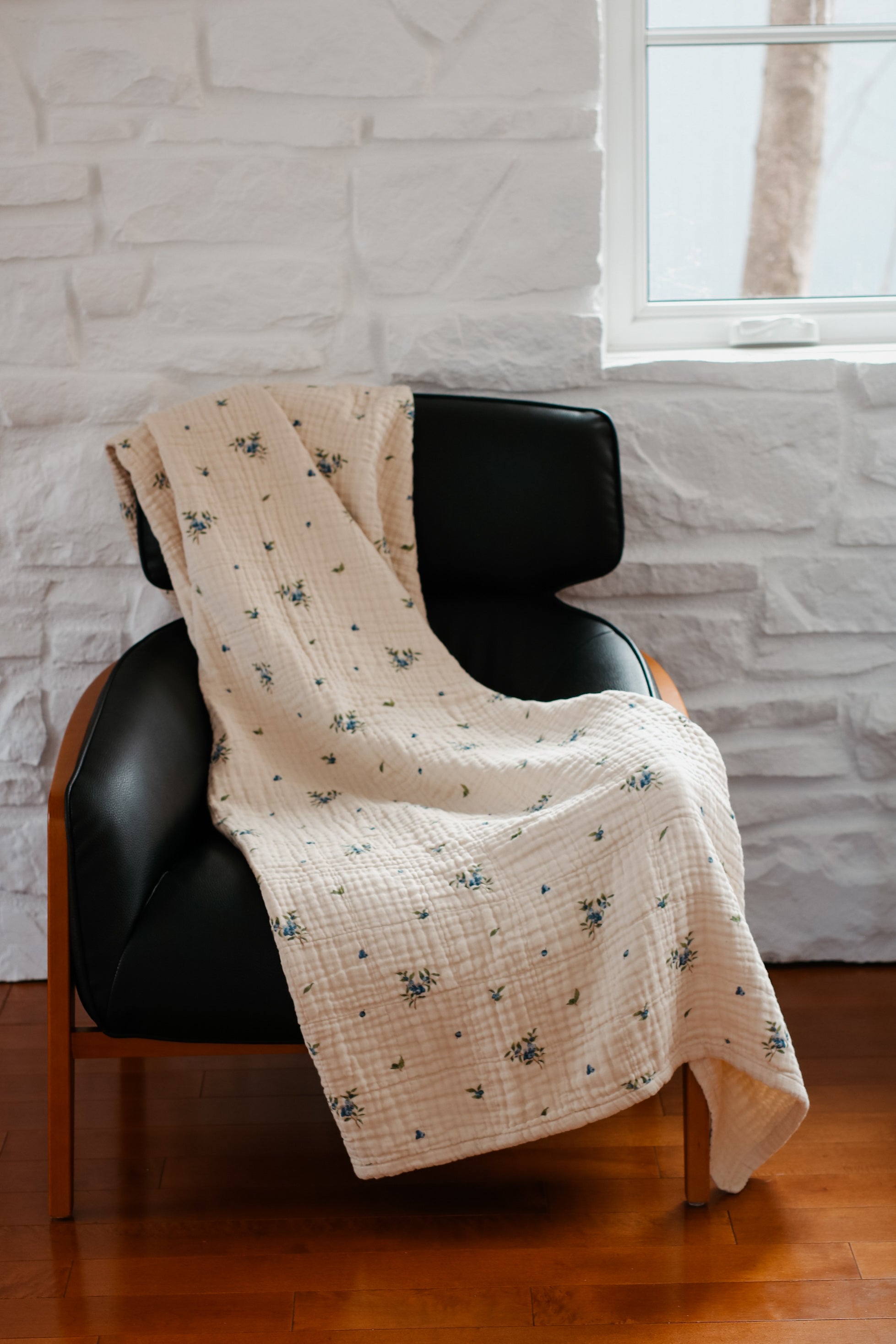 Organic Cotton Muslin Blanket, 4 Layers, Twin Size (60 X 72) - Blueberry - PRE-ORDER
