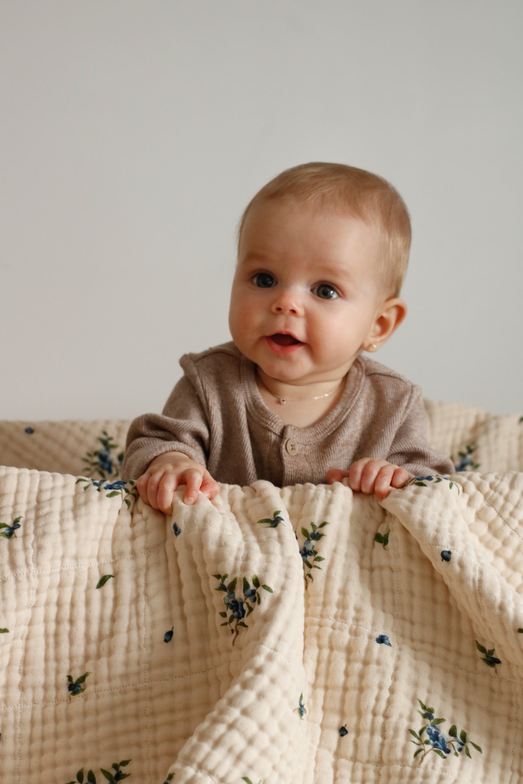 Organic Cotton Muslin Baby Blanket, 4 Layers, Crib Size (47 X 47) - Blueberry - PRE-ORDER