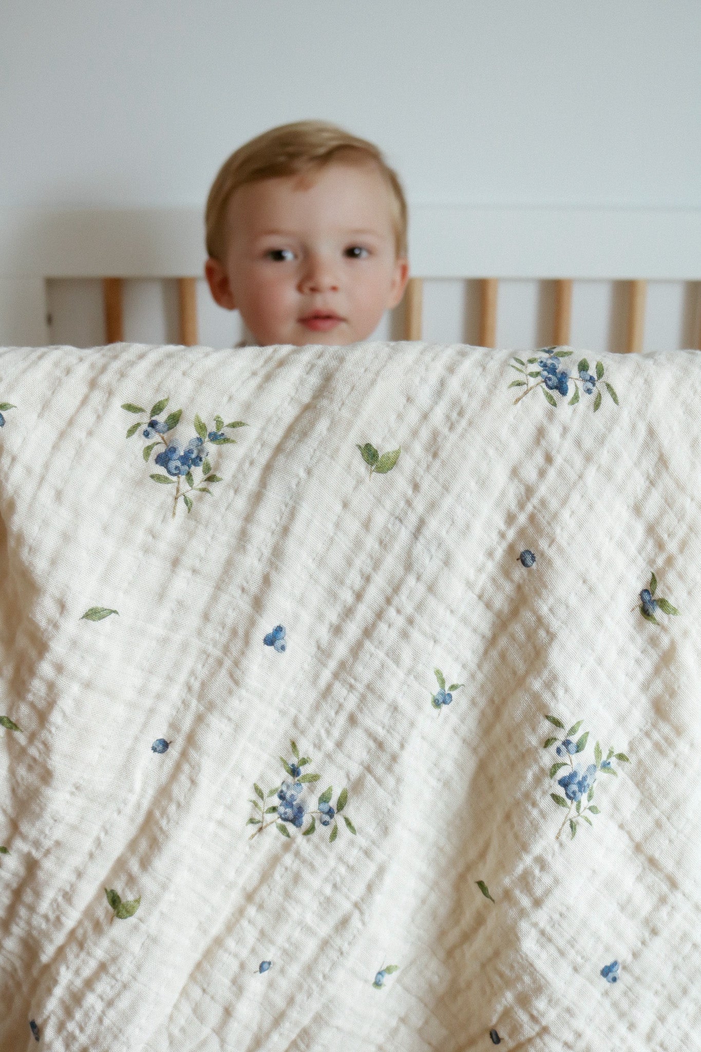 Organic Cotton Muslin Baby Blanket, 4 Layers, Crib Size (47 X 47) - Blueberry - PRE-ORDER