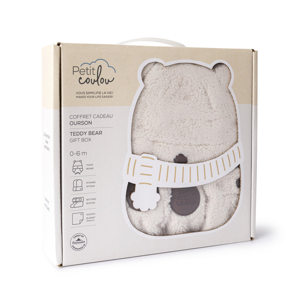 Coffret cadeau Ourson Sherpa pour bébé (4 accessoires) Petit Coulou