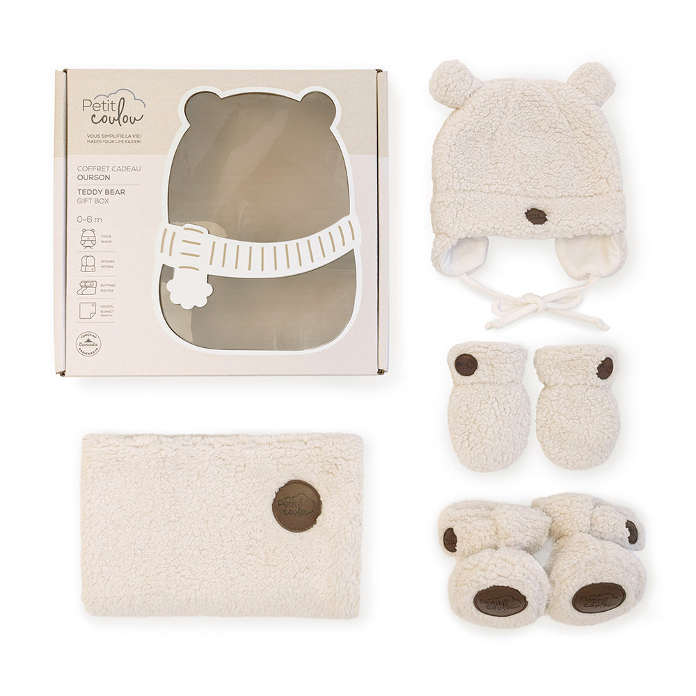 Coffret cadeau Ourson Sherpa pour bébé (4 accessoires) Petit Coulou