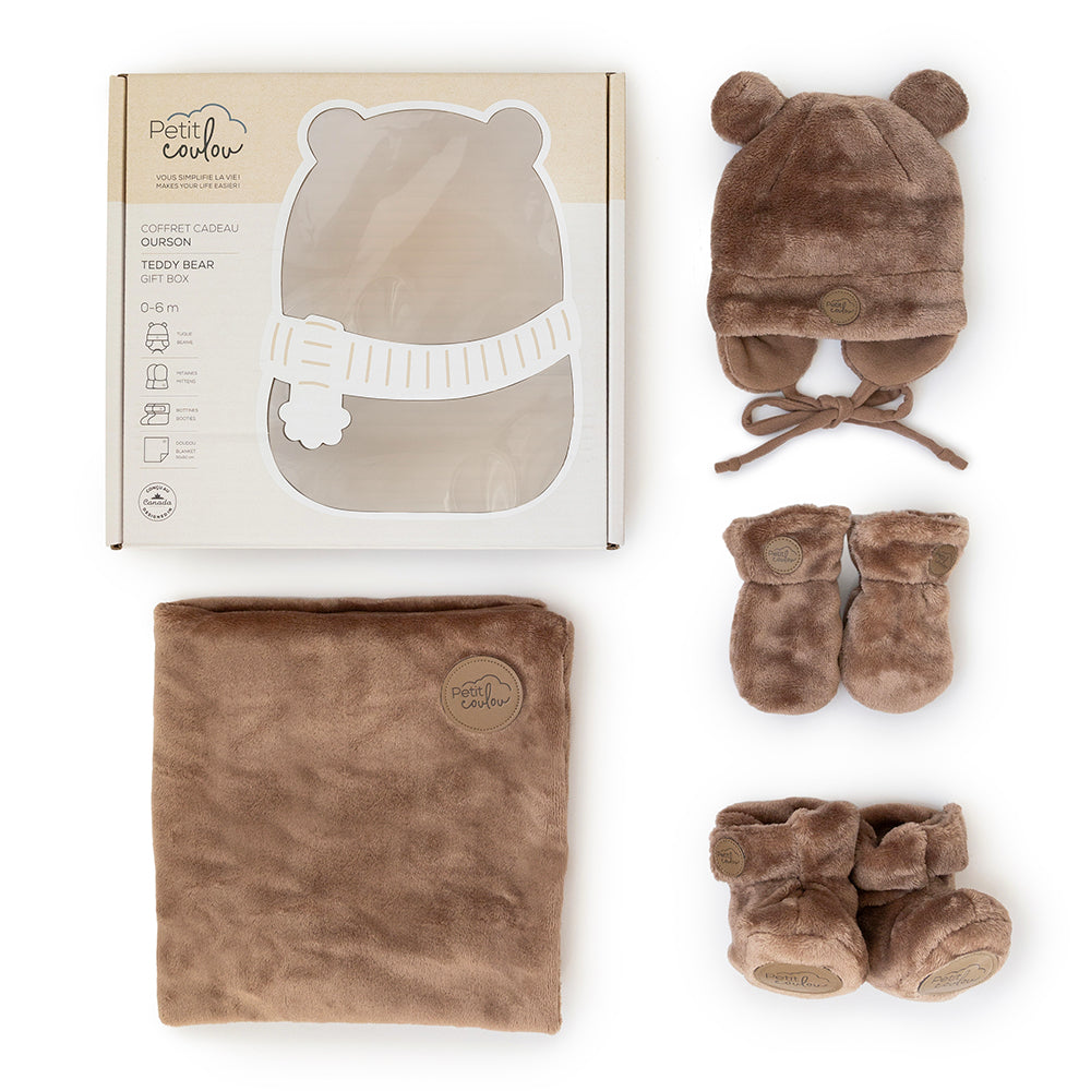 Coffret cadeau Ourson Minky pour bébé (4 accessoires) Petit Coulou