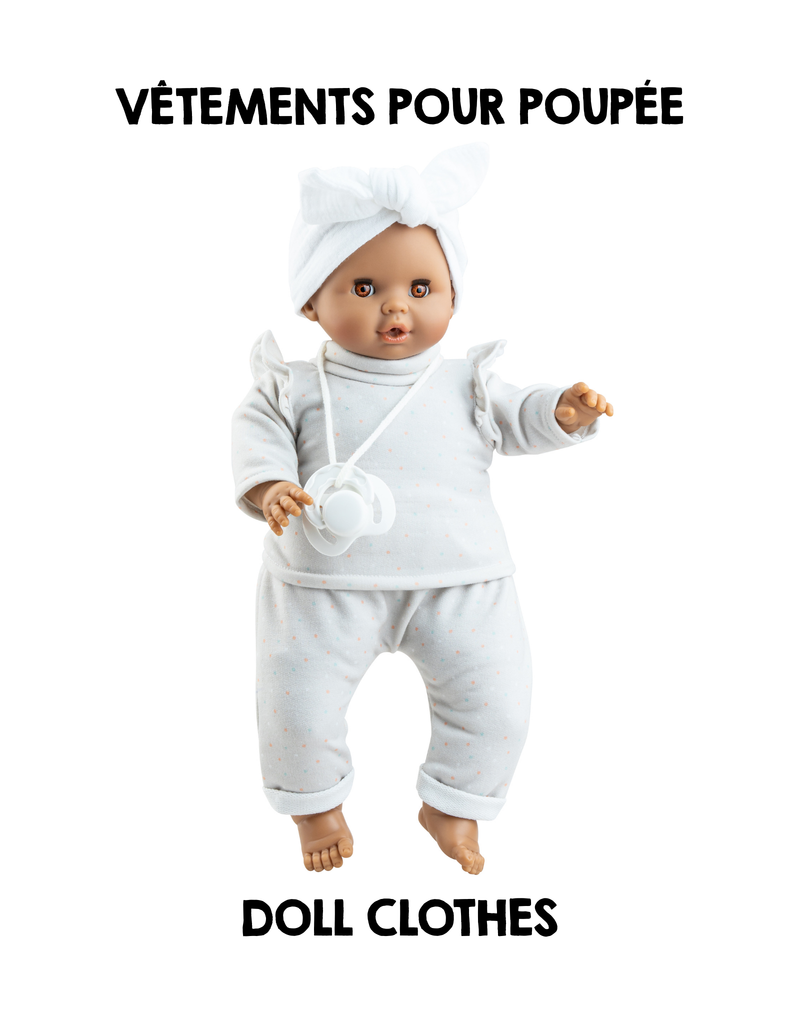 Clothes for Alex & Sonia dolls - Gray polka dot outfit - Paola Reina