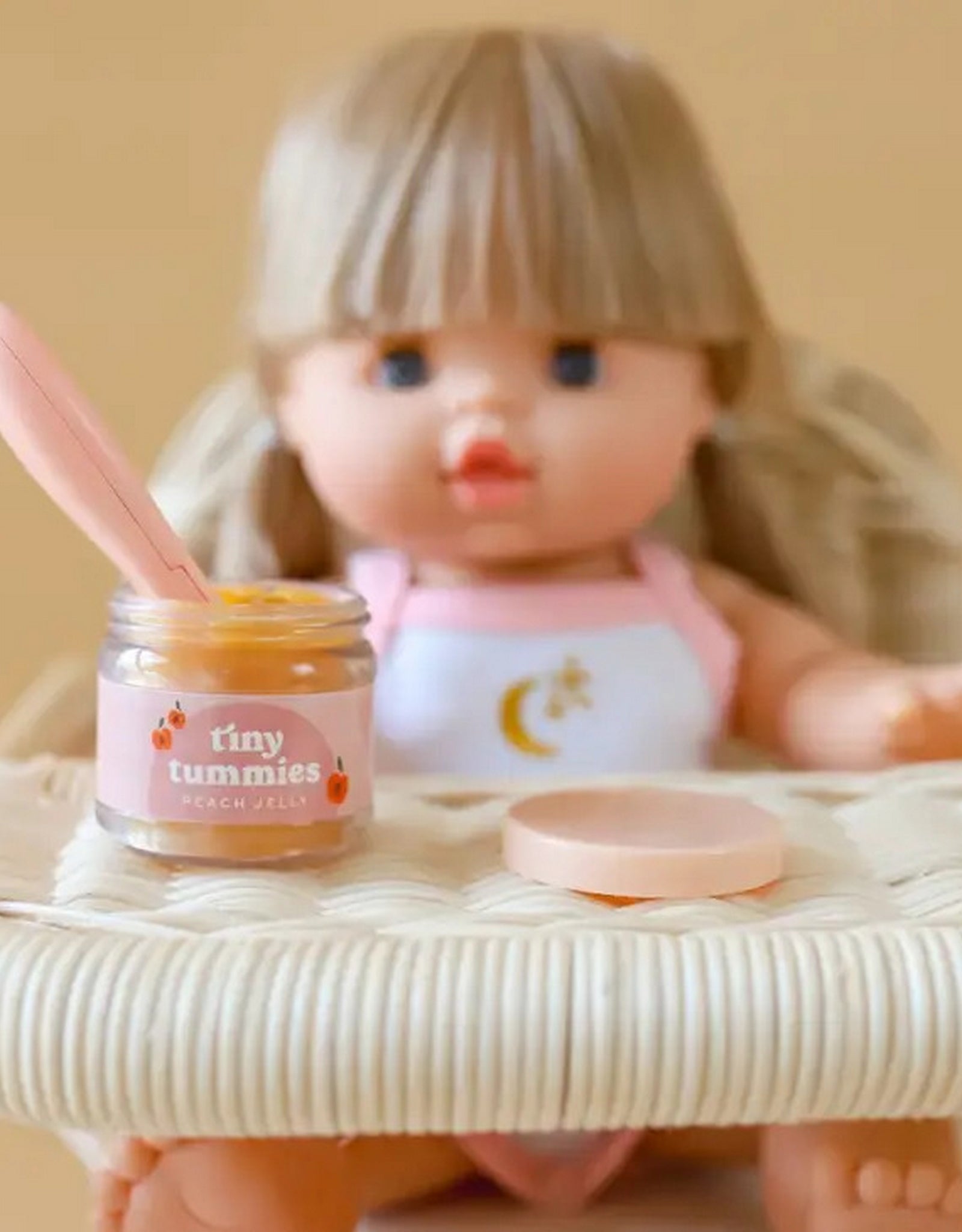 Tiny Tummies strawberry custard food jar and spoon set - Tiny Harlow