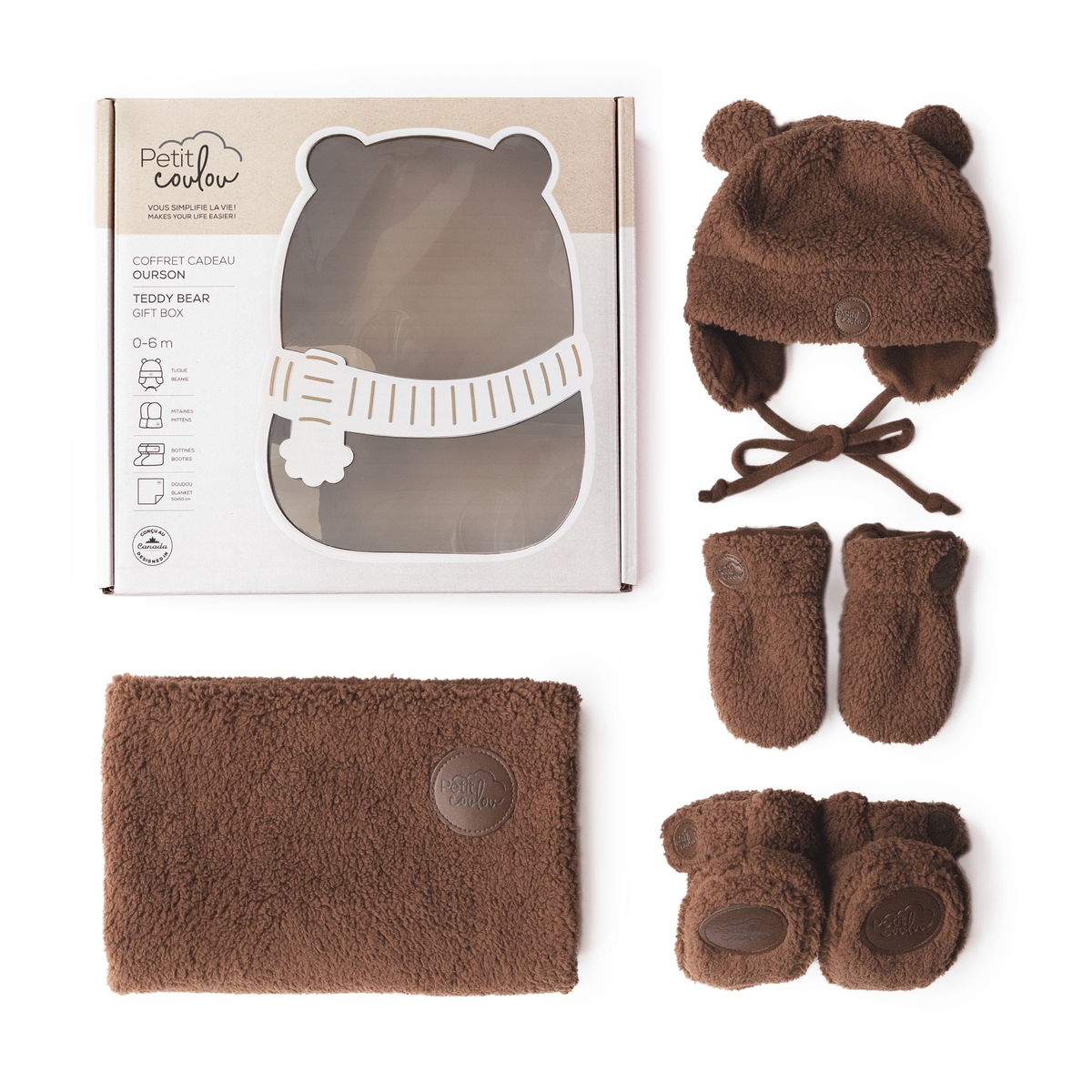 Coffret cadeau Ourson Sherpa pour bébé (4 accessoires) Petit Coulou