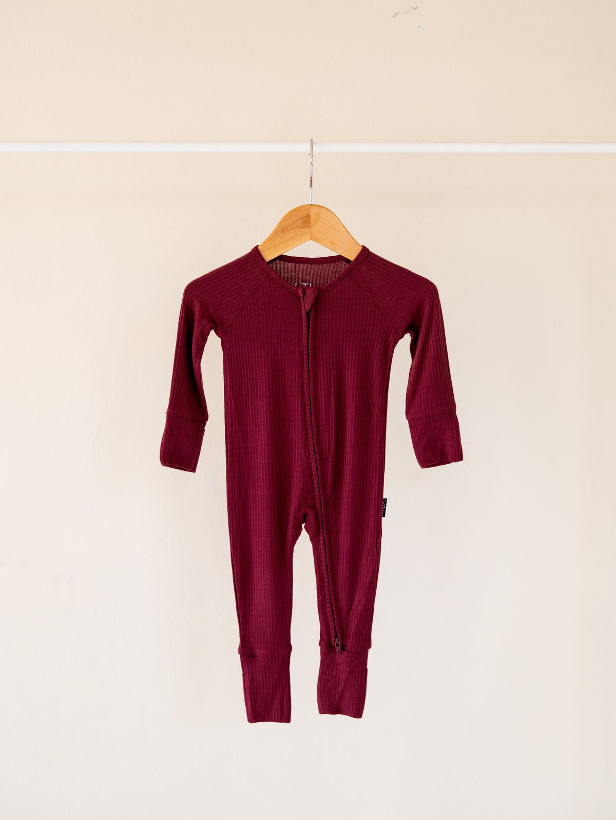 Burgundy Ribbed Bamboo Convertible Zippered Romper Lulush The Label Kids Clothing