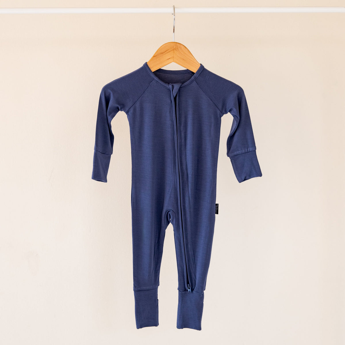 Muted Navy Bamboo Convertible Zippered Romper Lulush The Label Kids Clothing