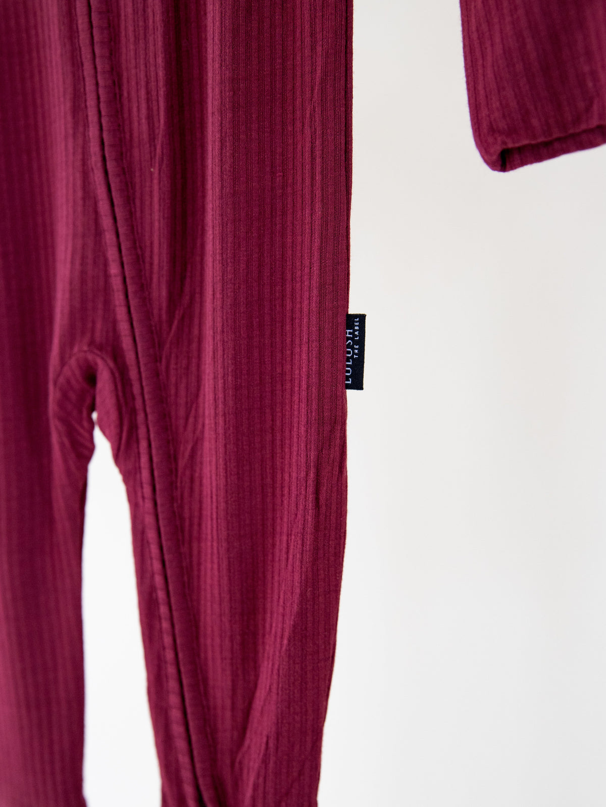 Burgundy Ribbed Bamboo Convertible Zippered Romper Lulush The Label Kids Clothing