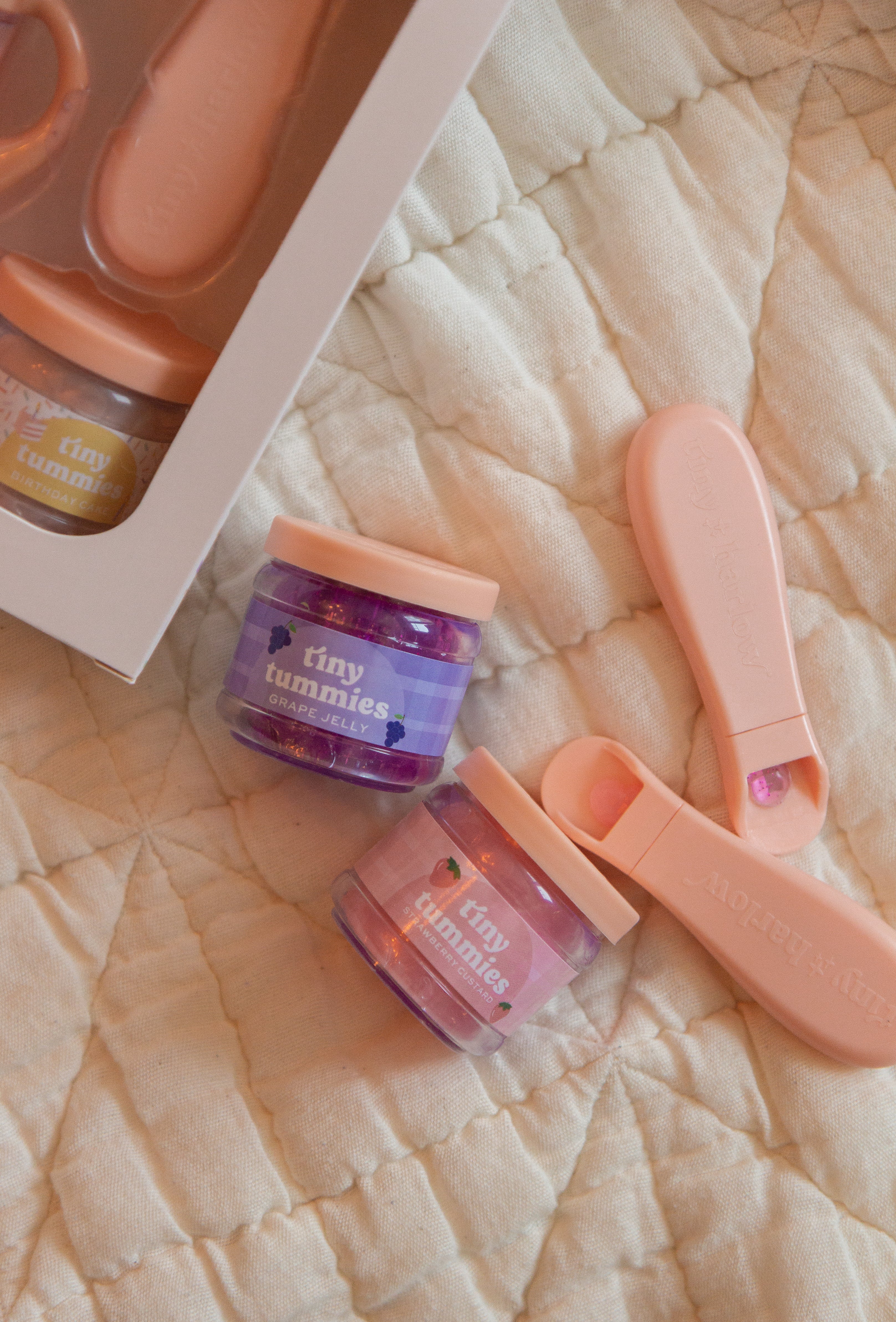Tiny Tummies strawberry custard food jar and spoon set - Tiny Harlow