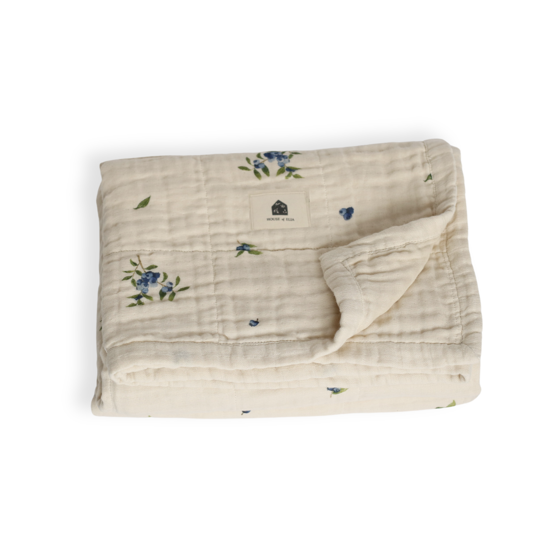 Organic Cotton Muslin Baby Blanket, 4 Layers, Crib Size (47 X 47) - Blueberry - PRE-ORDER