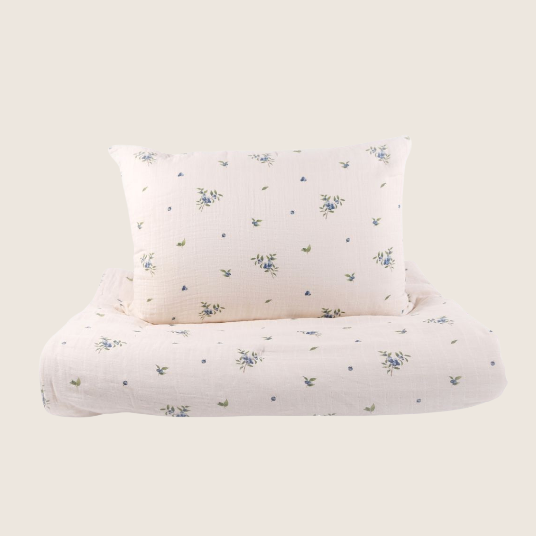 Organic Cotton Muslin Comforter & Pillowcase Set - Blueberry - PRE-ORDER
