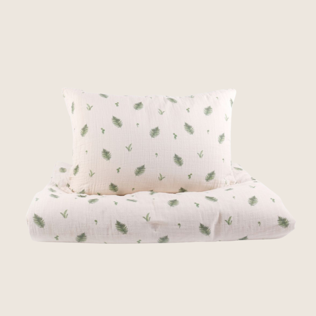 Organic Cotton Muslin Comforter & Pillowcase Set - Fern - PRE-ORDER