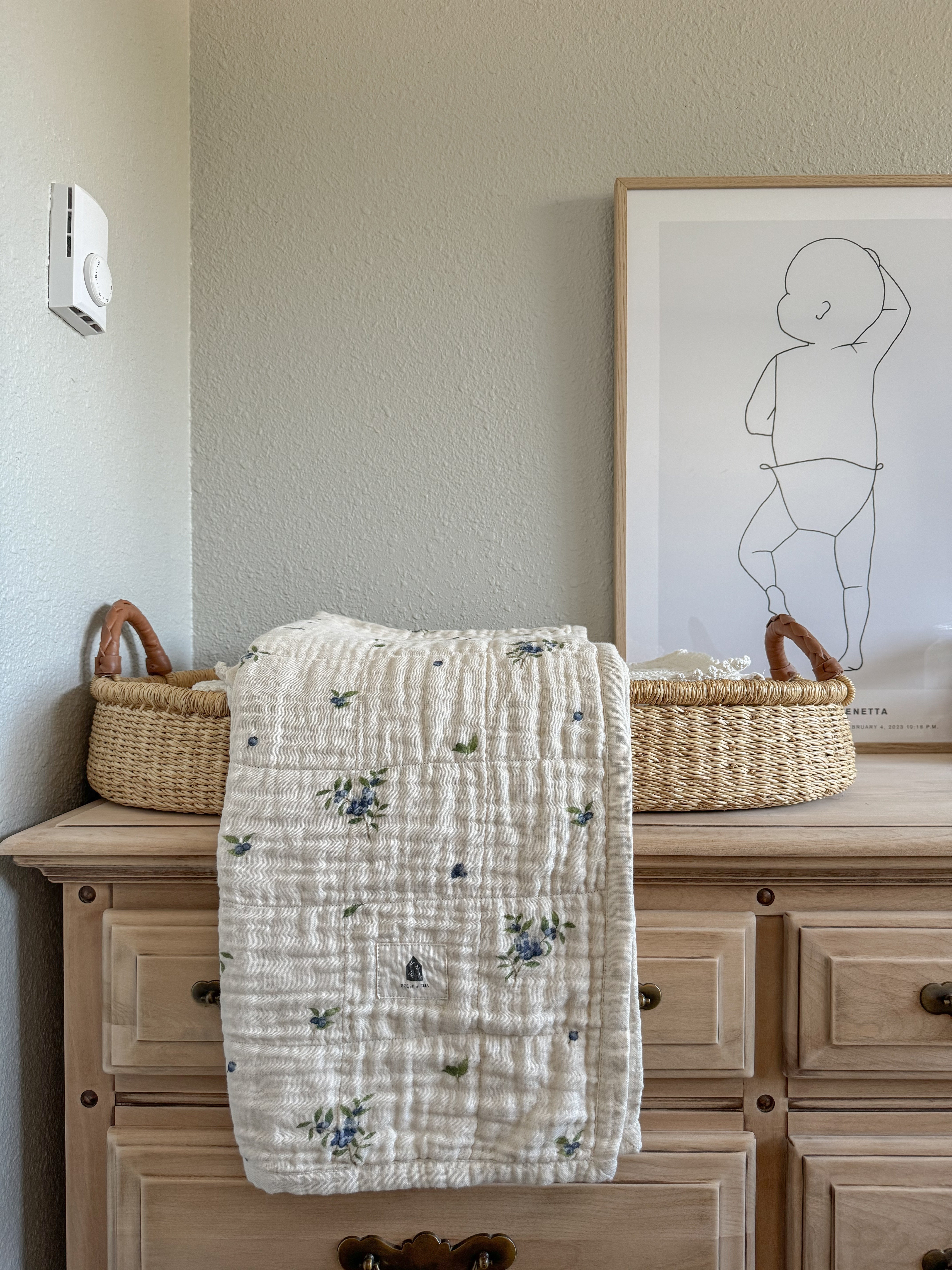 Organic Cotton Muslin Baby Blanket, 4 Layers, Crib Size (47 X 47) - Blueberry - PRE-ORDER