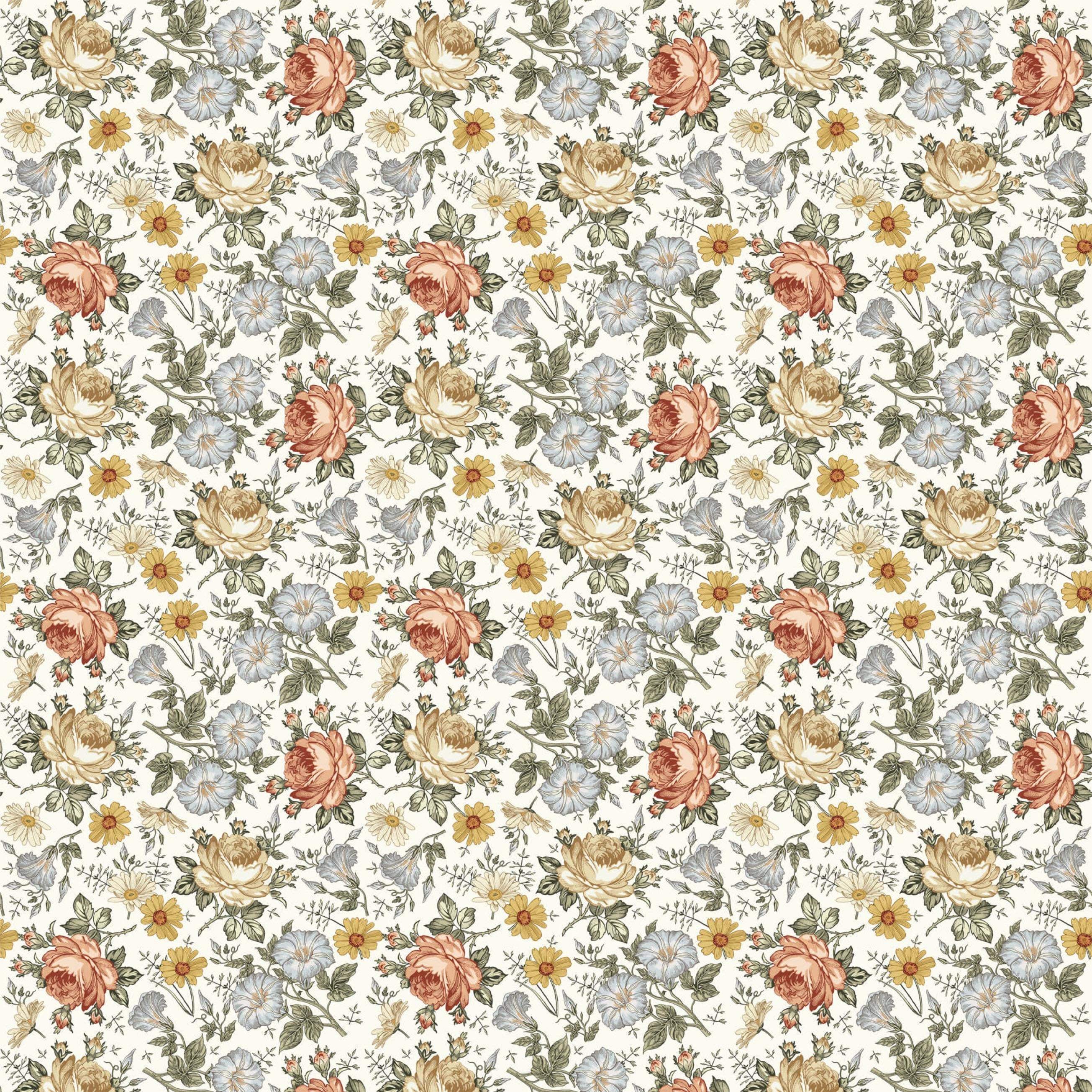 Mousseline Création Jade - bambou & coton - Fleurs vintages ( Dernière Chance)