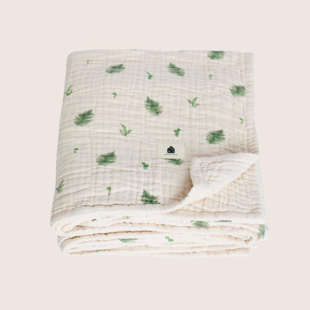 Organic Cotton Muslin Blanket, 4 Layers, Twin Size (60 X 72) - Fern - PRE-ORDER