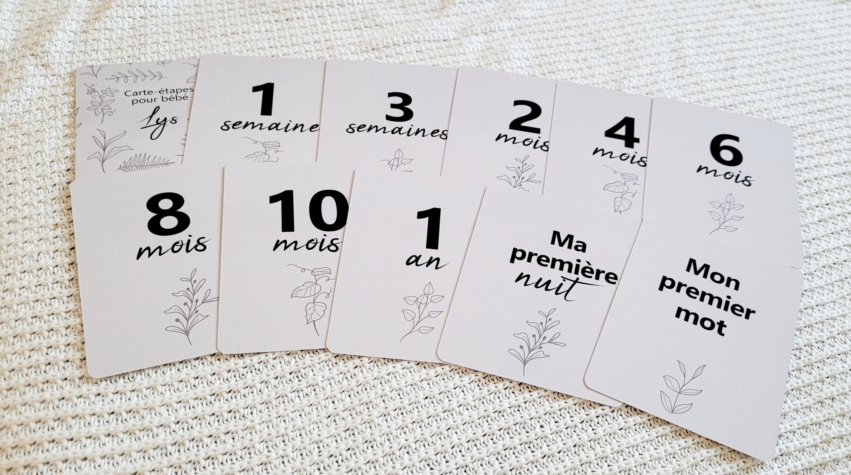 Cartes-étapes pour bébé - Lys