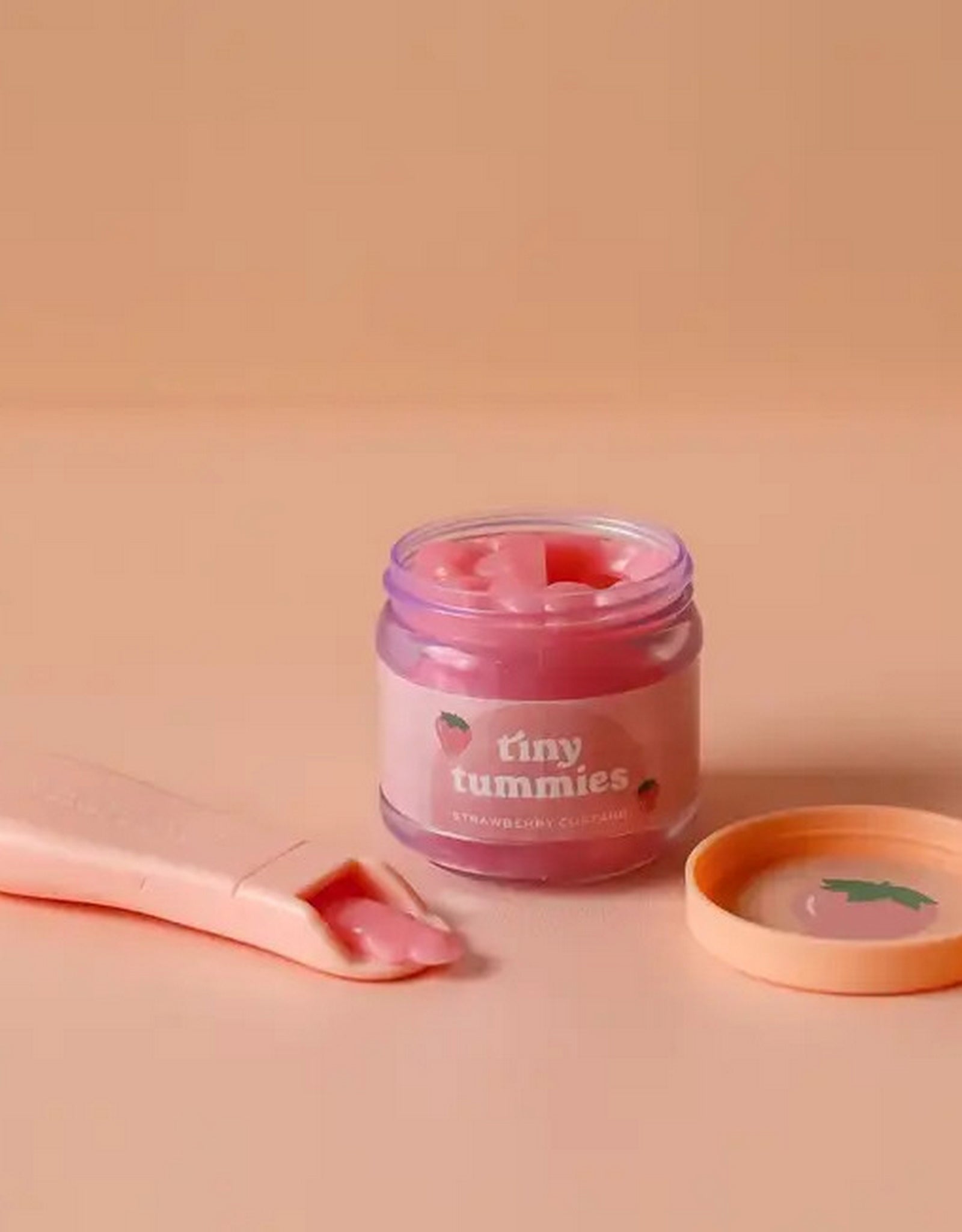 Tiny Tummies strawberry custard food jar and spoon set - Tiny Harlow