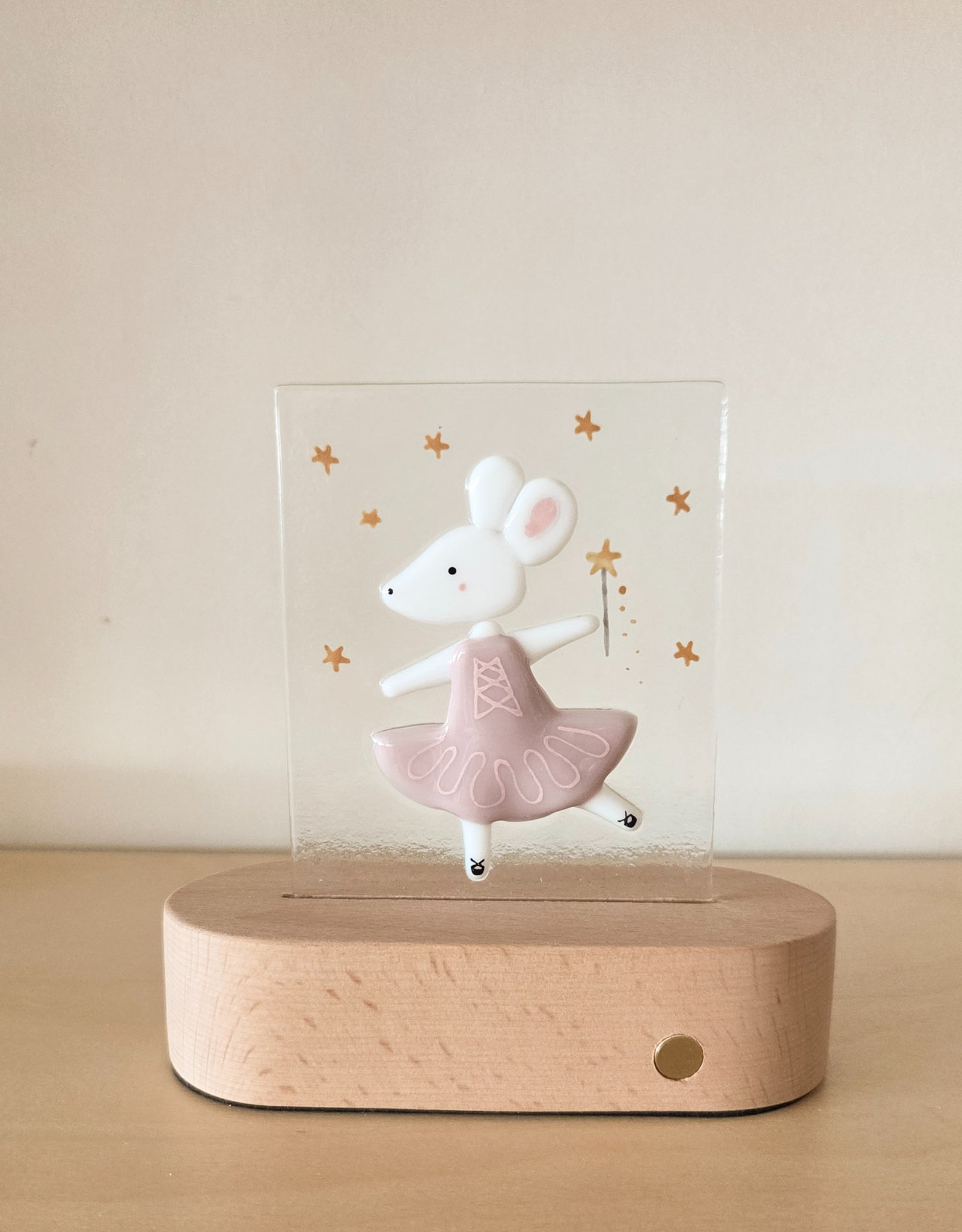 Glass Plate for Table Lamp - Anna the Ballerina Mouse - Veille sur toi