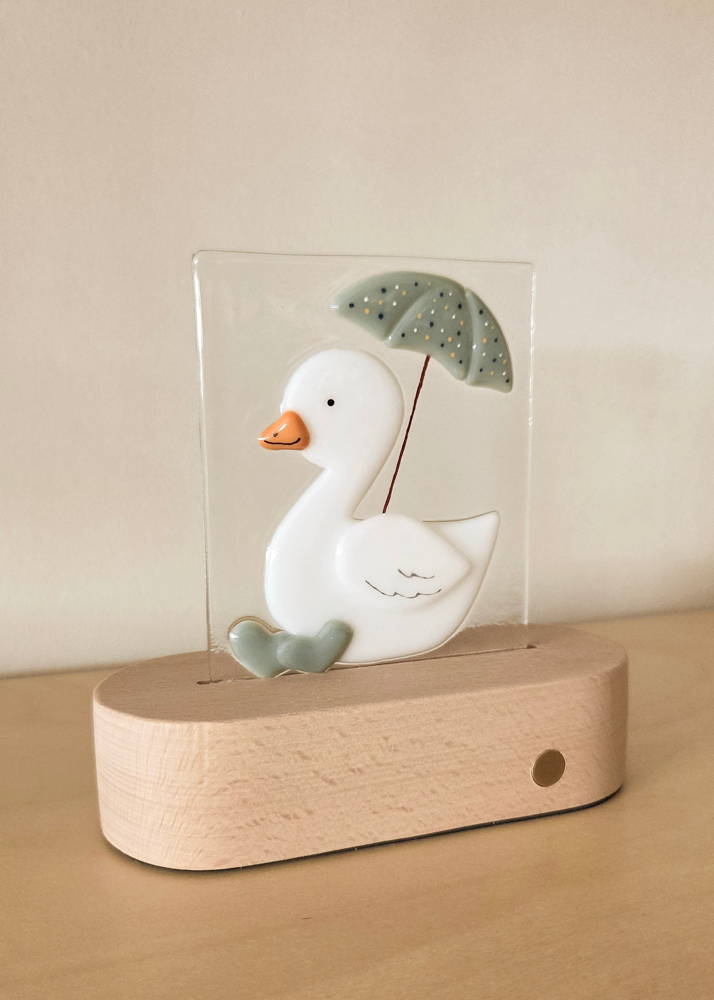 Glass Plate for Table Lamp - Leon the Duckling - Veille sur toi