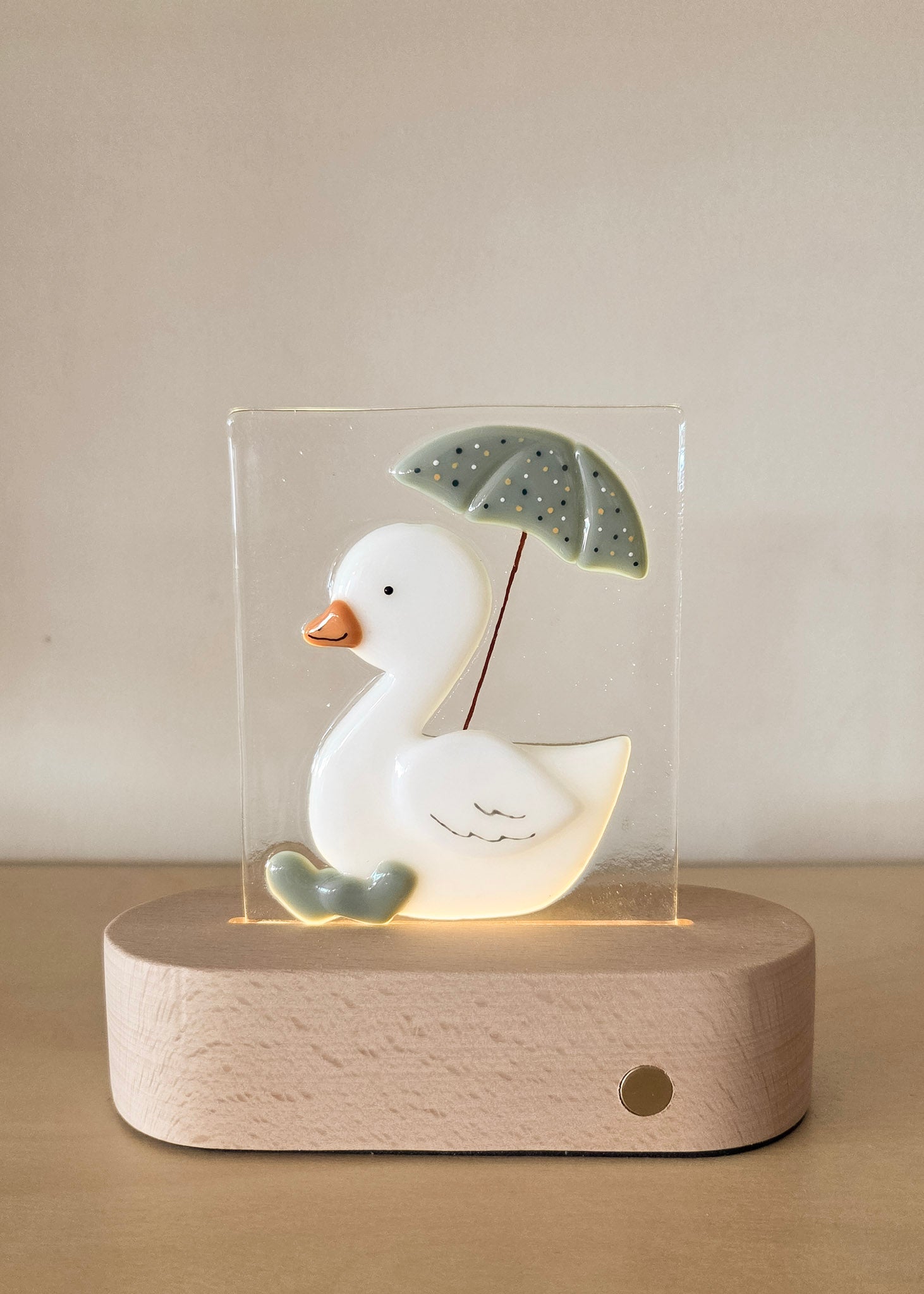 Glass Plate for Table Lamp - Leon the Duckling - Veille sur toi