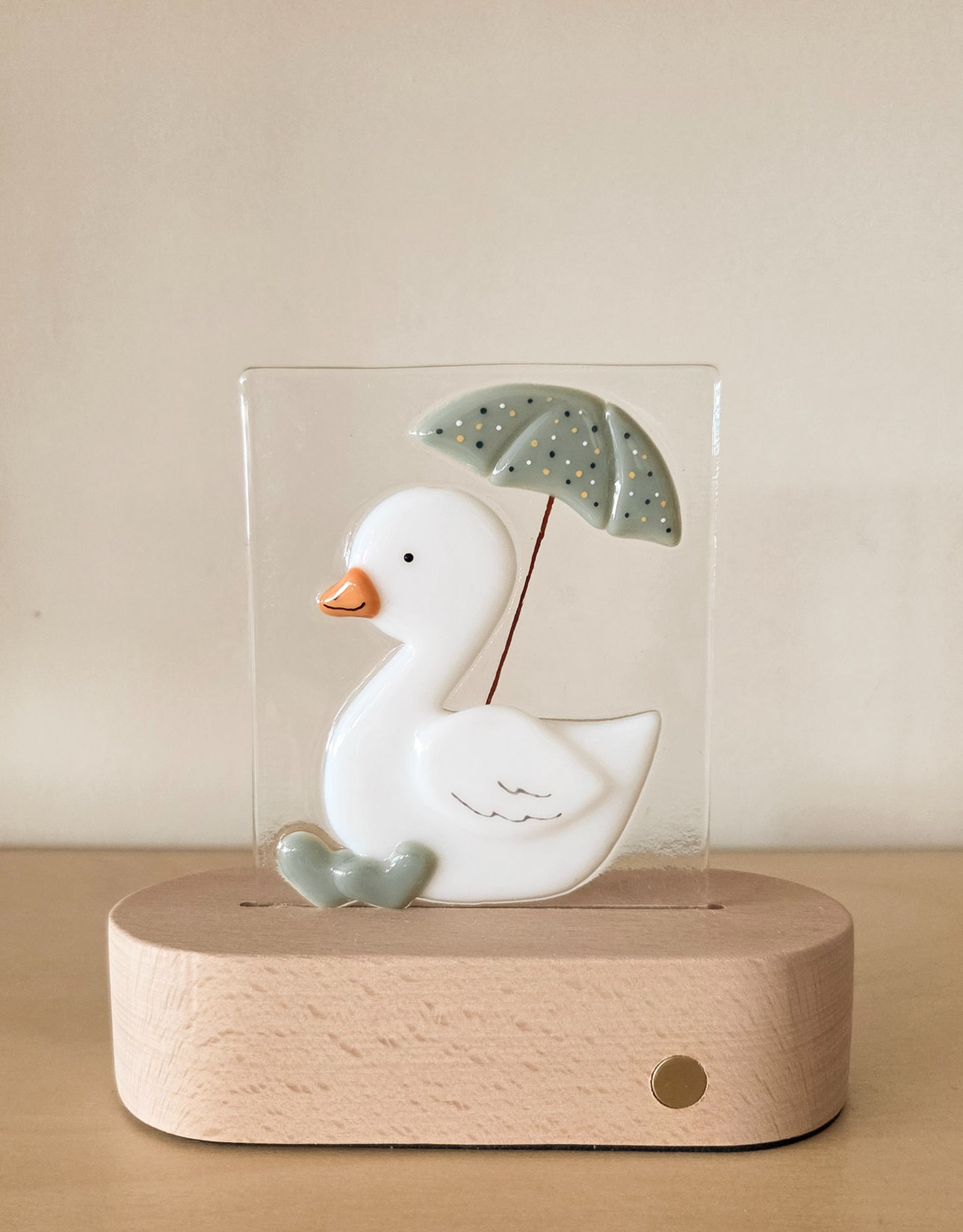Glass Plate for Table Lamp - Leon the Duckling - Veille sur toi