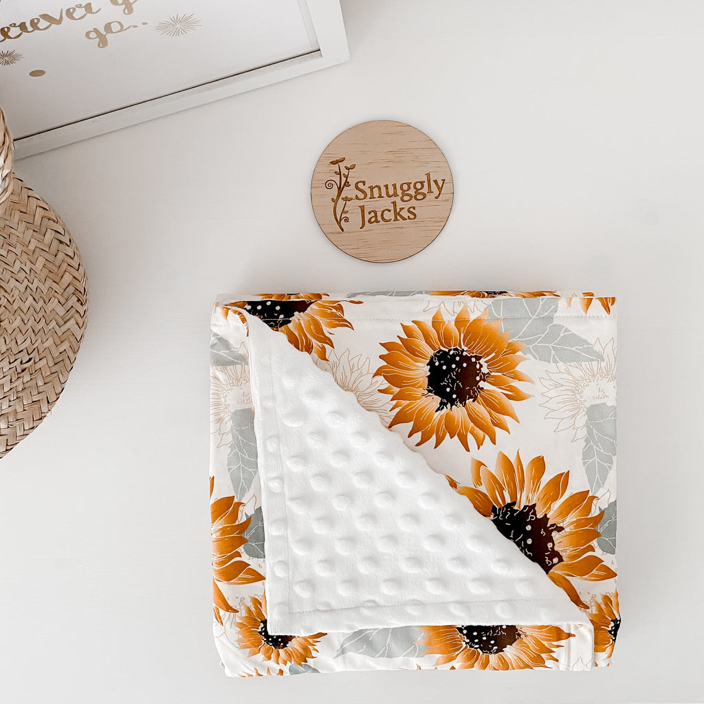Sunflowers Minky Blanket / Couverture